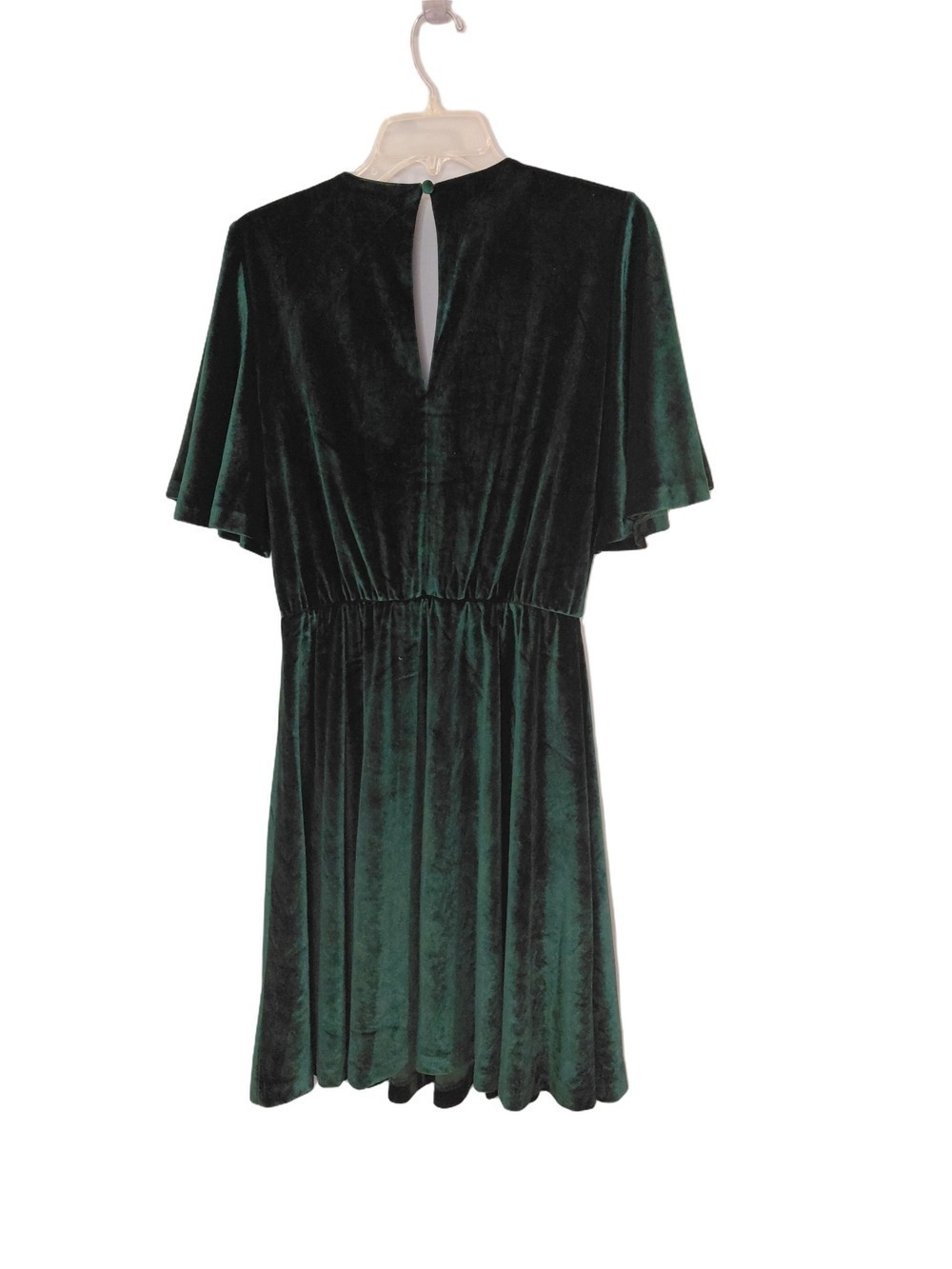 Alexia Admor Emerald Green Velvet Dress Size Large NWT Flutter Sleeve Glam Party - Picture 4 of 11
